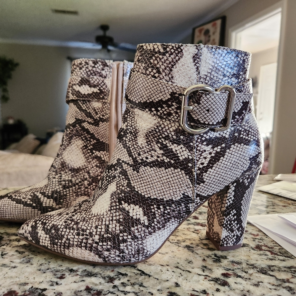 Snake skin booties